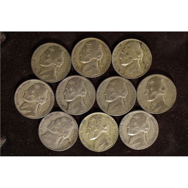 10-35% SILVER JEFFERSON WAR NICKELS: .563 OZ. ASW