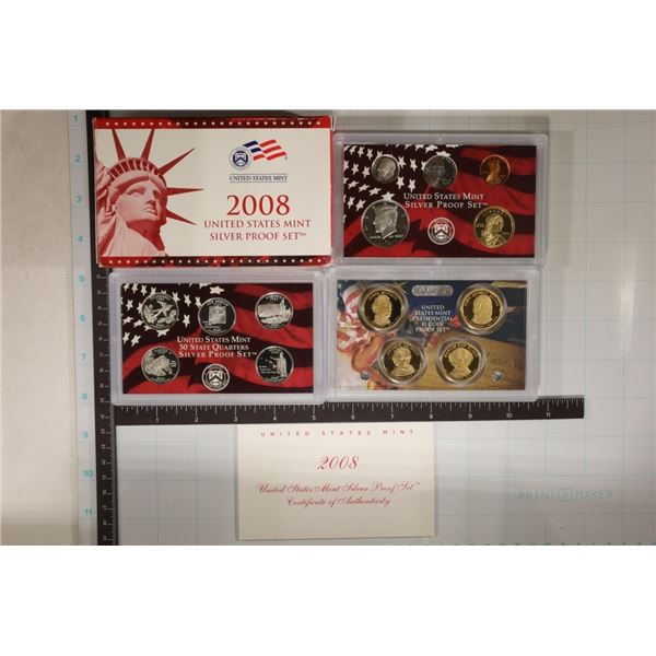 2008 US SILVER 14 COIN PROOF SET (WITH BOX) AND