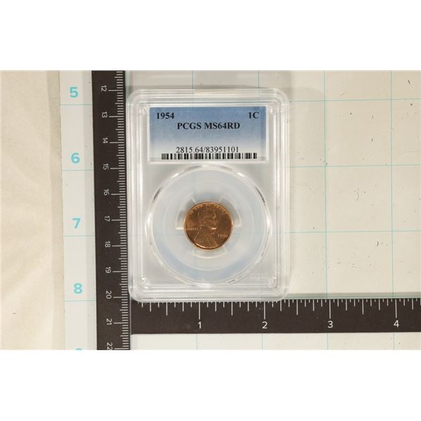 1954 LINCOLN WHEAT CENT PCGS MS64RD