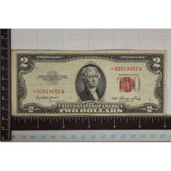 1953 US $2 RED SEAL STAR NOTE