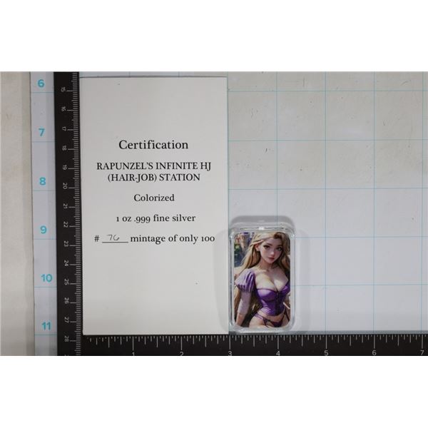 1 TROY OZ .999 FINE SILVER UNC "RAPUNZEL'S