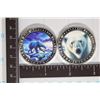 Image 1 : 2-1 OZ. SILVER PLATED COLORIZED POLAR BEAR COINS