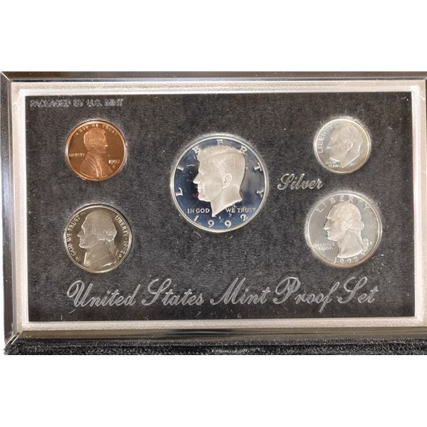 1992 US SILVER PREMIER PROOF SET (WITH BOX) AND