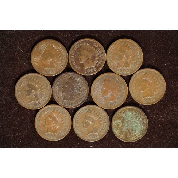 10 INDIAN HEAD CENTS: 1895-1906