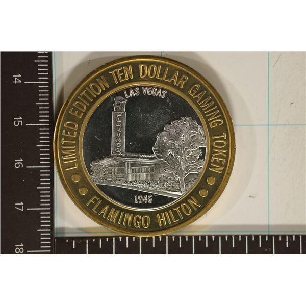 CASINO $10 SILVER TOKEN (UNC) FLAMINGO HILTO, LAS