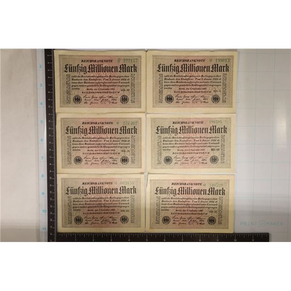 6-1923 GERMAN 50 MILLIONEN BILLS