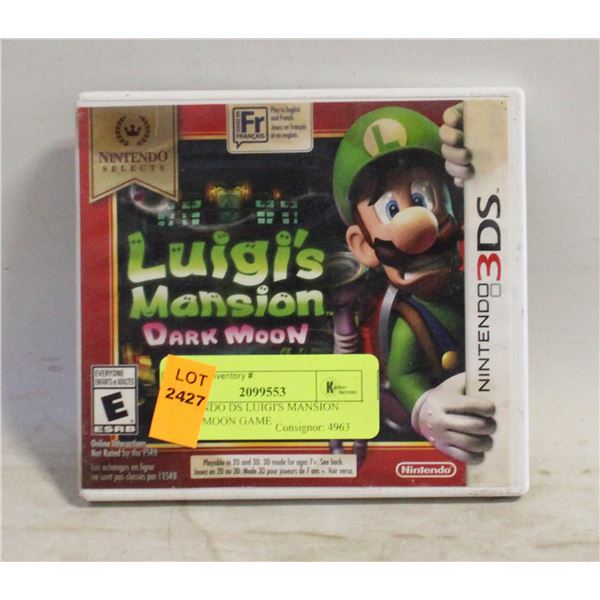 NINTENDO DS LUIGI'S MANSION DARK MOON GAME