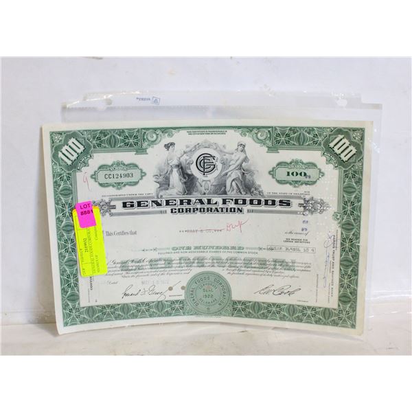 GENERAL FOODS CORPORATION 100 SHARES OF