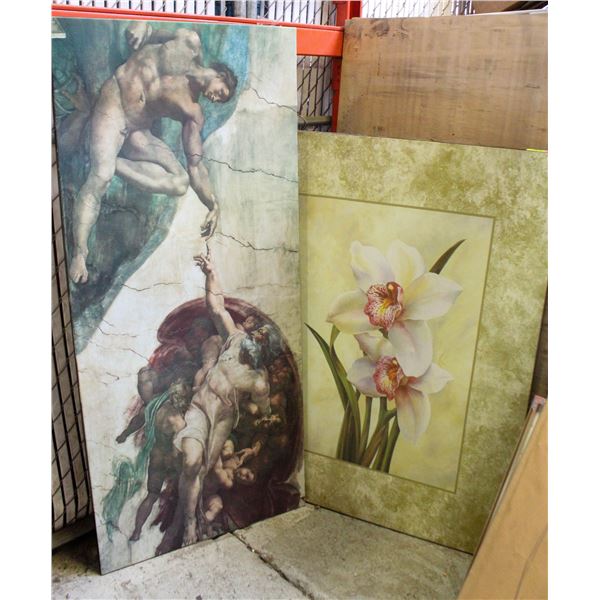 2 CANVAS PRINTS 30" X 48" FLOWER AND 55" X 24"
