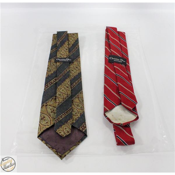 2 CHRISTIAN DIOR MONSIEUR SILK NECK TIES 2