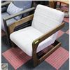 Image 1 : NEWLY ASSEMBLED CREAM TEXTURE WOOD ARM CHAIR