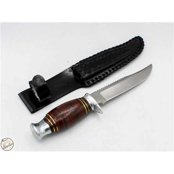 LEATHER SHEATHED HANDMADE 440 STAINLESS
