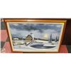 Image 1 : WINTER BARN YARD PAINTING STEWART G FRAMED 29"X41"