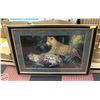 Image 1 : 2 LEOPARDS RELAXING IN FOREST FRAMED 44" X 32.5"