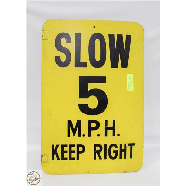 VINTAGE HEAVY METAL ROAD SIGN. 24 INCH X 16 INCH