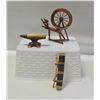 Image 1 : MINIATURE WOODEN SPINDLE+SOLID BRASS ANVIL