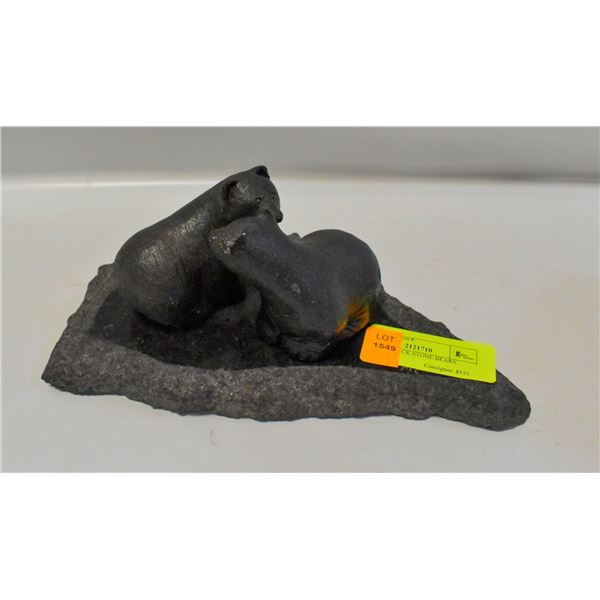 ESTATE CARVED BLACK STONE - BEAR DECOR PIECE