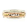 Image 4 : Vintage Mens 14k Multi Tone Gold 0.10 ctw Channel Set Diamond Grooved Band Ring