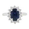 Image 6 : New 14K White Gold 3.52 ctw GIA Oval Sapphire & Diamond Halo Flower Cluster Ring