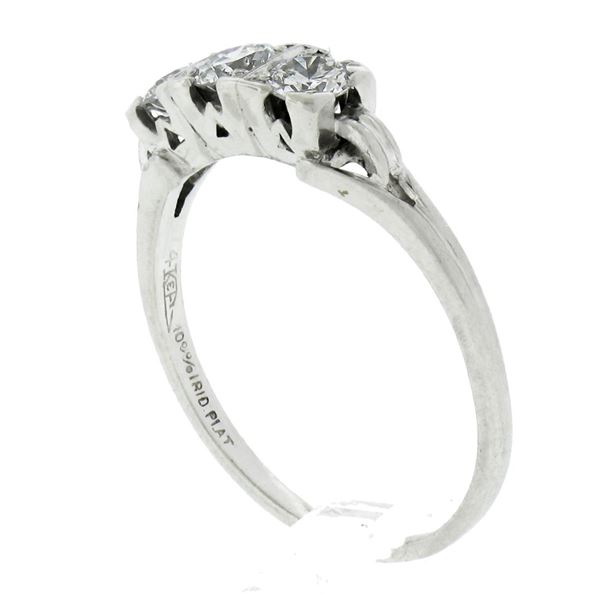 Vintage Platinum 0.80 ctw Pave Old Transitional Cut Diamond 3 Stone Band Ring