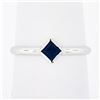 Image 1 : NEW Petite 14k White Gold 0.25 ctw Square Step Cut Bezel Sapphire Solitaire Ring