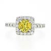 Image 6 : Platinum 1.74 ctw GIA Yellow Sapphire Solitaire w/ Diamond Accents Engagement Ri