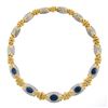 Image 4 : 18K TT Gold 38 ctw GIA Bezel Cabochon Sapphire & Pave Diamond Fancy Link Necklac