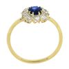 Image 8 : Vintage 14k Yellow Gold GIA NO HEAT Cushion Sapphire w/ Diamond Flower Halo Ring