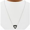 Image 1 : NEW 18K Gold GIA Trillion Diamond Black Onyx Triangle Solitaire Pendant Necklace