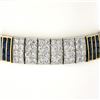 Image 3 : Antique French 18K Gold Plat 17.85 ctw Diamond & Sapphire Wide Statement Bracele