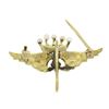 Image 3 : Antique Solid 14k Yellow Gold Seed Pearls Crown Wings Pin Brooch w/ Watch Hook