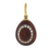 Image 1 : Russian 14k Gold & Silver Clear Stone Red Enamel Textured Egg Charm Pendant