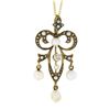 Image 2 : Antique Victorian 14K Gold Diamond Seed Pearl Chandelier Lavalier Pendant Chain