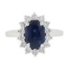 Image 6 : New 14K White Gold 3.52 ctw GIA Oval Sapphire & Diamond Halo Flower Cluster Ring