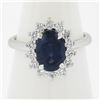 Image 9 : New 14K White Gold 3.52 ctw GIA Oval Sapphire & Diamond Halo Flower Cluster Ring