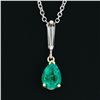 Image 6 : Petite 14K TT Gold.81 ctw Pear Emerald Long Baguette Diamond Drop Dangle Pendant