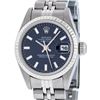 Image 1 : Rolex Ladies Quickset Stainless Steel Blue Index 26MM 18K White Gold Bezel Datej