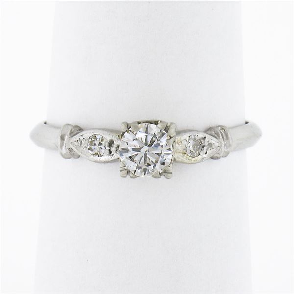 Antique Art Deco Platinum .34 ctw Round Diamond w/ Accents Promise Engagement Ri
