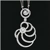 Image 4 : 14k White Gold 2.06 ctw GIA Large Diamond Open Swirl Dangle Pendant w/ Dual Chai