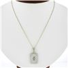 Image 1 : Antique Art Deco 14k White Gold Camphor Glass w/ Filigree Pendant Chain Necklace