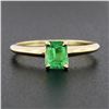Image 2 : NEW Classic 14k Gold 0.51 ctw Prong Set Emerald Cut Emerald Solitaire Petite Rin