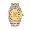 Image 2 : Rolex Mens 2 Tone Champagne Linen Dial Diamond Bezel Datejust Wristwatch