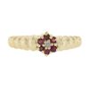 Image 4 : 14k Yellow Gold 0.14 ctw Diamond & Ruby Halo Petite Floral Ribbed Cluster Ring