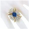 Image 4 : Large Vintage 14k Gold 6.24 ctw GIA Oval Ceylon Sapphire & Diamond Cocktail Ring