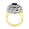 Image 8 : 18k TT Gold Oval Bezel Sapphire w/ 1.7 ctw Diamond Milgrain Mosaic Dome Bombe Ri