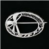 Image 2 : Antique Art Deco 14k White Gold Diamond Filigree Oval Wreath w/ Bow Brooch Pin