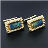 Image 1 : David Webb 18k Yellow Gold & Azurmalachite Lassoed Cylinder Hammered Cuff Links