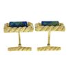 Image 7 : David Webb 18k Yellow Gold & Azurmalachite Lassoed Cylinder Hammered Cuff Links