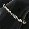 Image 7 : Antique Art Deco Solid 14K TT Gold Sapphire Etched 7.5" Slip On Bangle Bracelet