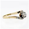 Image 5 : Antique Edwardian 14K Gold Platinum.54 ctw European Diamond Two-Stone Bypass Rin